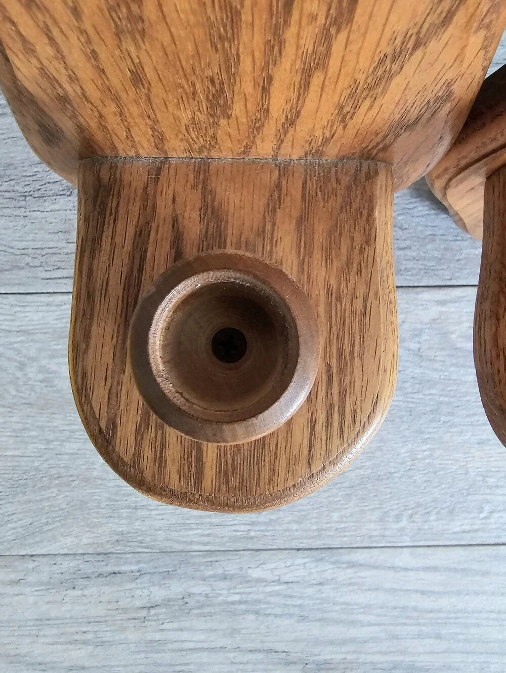 Vintage Cottagecore Solid Oak Heart Wall Candle Sconce Pair
